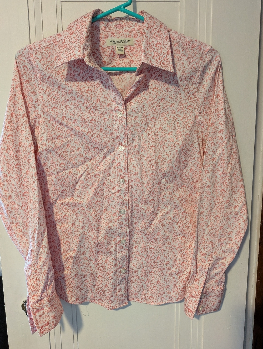 Pink Floral Banana Republic Non Iron Blouse